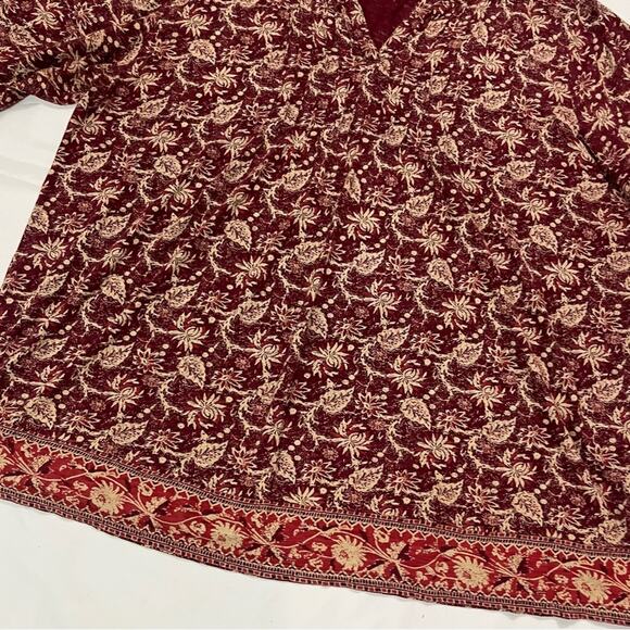 Lucky Brand Bohemian Artsy Flowy Lightweight 3/4 Sleeve Blouse Top Plus Size 2x - Picture 2 of 8
